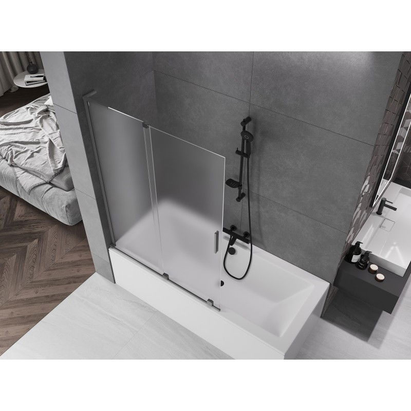 Mexen Velar L параван за вана с две плъзгащи се крила 120 x 150 cm, матирано, метален цвят - 896-120-003-31-95