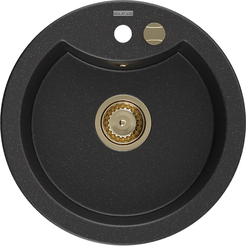 Mexen Diego гранитна кухненска мивка с 1 отделение 488 x 480 мм, черна/сребърен