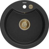 Mexen Diego гранитна кухненска мивка с 1 отделение 488 x 480 мм, черна/сребърен