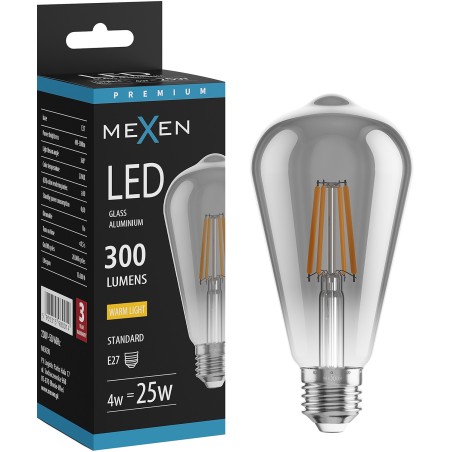 Mexen Vintis LED Жичкова крушка E27, ST64, 4W, Топла - 2200K, 300 lm, опушен - L152-E27-0422-70
