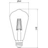 Mexen Vintis LED филаментна крушка E27, ST64, 6W, Топла - 2200K, 450 lm, димна - L152-E27-0622-70