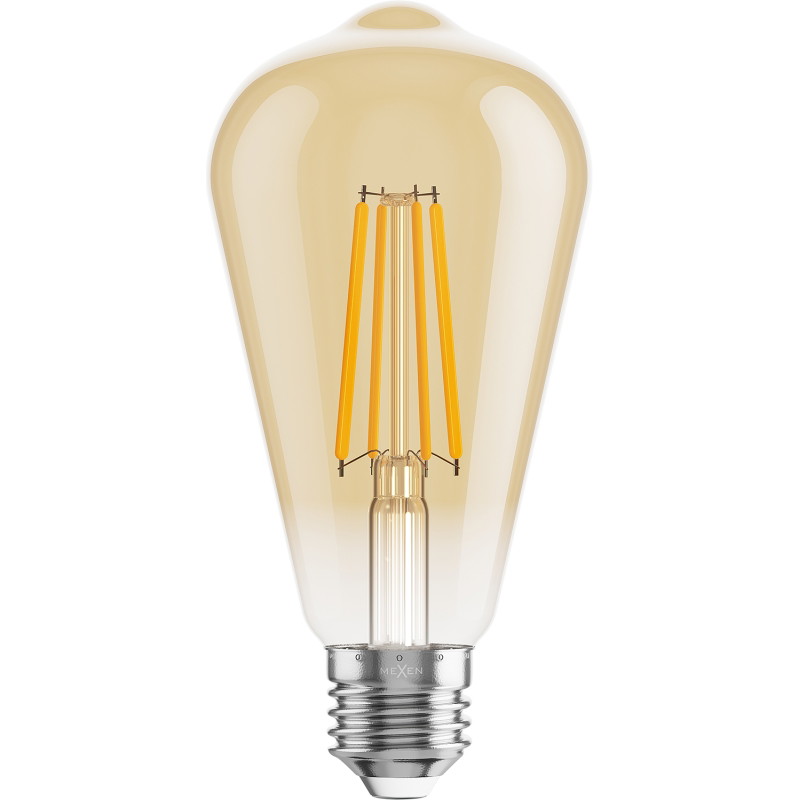 Mexen Vintis LED филамент крушка E27, ST64, 8W, Топло - 2200K, 750 lm, кехлибарена