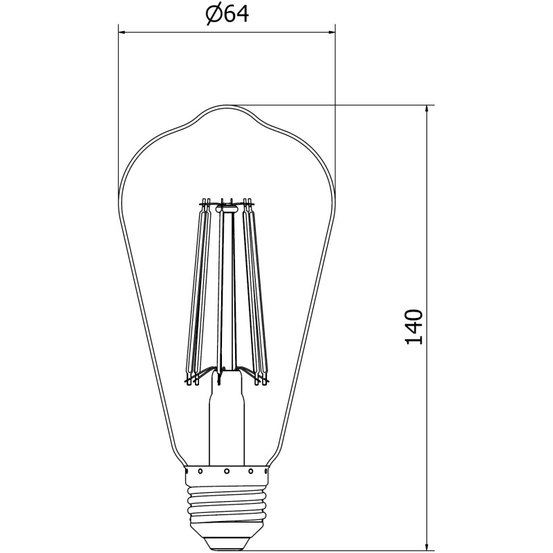 Mexen Vintis LED филамент крушка E27, ST64, 10W, Топло - 2200K, 1320 lm, прозрачна
