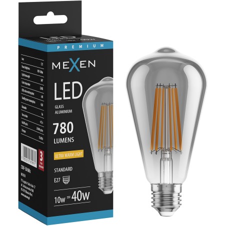 Mexen Vintis LED нажежаема крушка E27, ST64, 10W, Топла - 2200K, 780 lm, опушена - L152-E27-1022-70