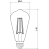 Mexen Vintis LED нажежаема крушка E27, ST64, 10W, Топла - 2200K, 780 lm, опушена - L152-E27-1022-70