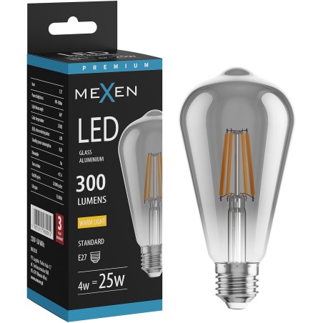 Mexen Vintis LED E27 филамент крушка, ST64, 4W, Топла - 2700K, 300 lm, опушена - L152-E27-0427-70