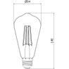 Mexen Vintis LED нажежаема жичка крушка E27, ST64, 8W, Студена - 6500K, 1055 lm, прозрачна