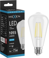Mexen Vintis LED нажежаема жичка крушка E27, ST64, 8W, Студена - 6500K, 1055 lm, прозрачна