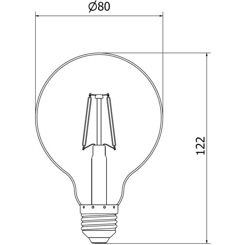 Mexen Vintis LED филамент крушка E27, G80, 2W, Топла - 2200K, 180 lm, кехлибар - L155-E27-0222-50