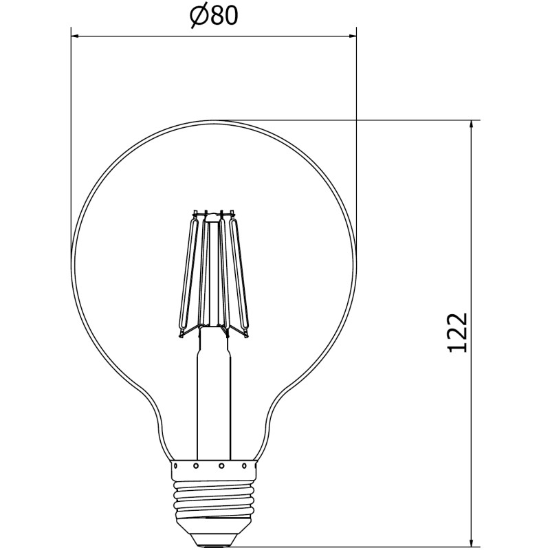 Mexen Vintis LED филаментна крушка E27, G80, 4W, Топла - 2200K, 400 lm, кехлибар - L155-E27-0422-50