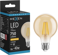 Mexen Vintis LED филаментна крушка E27, G80, 8W, Топла - 2200K, 750 lm, кехлибар - L155-E27-0822-50