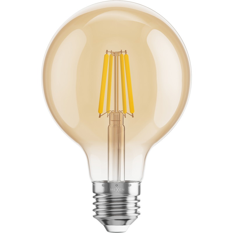 Mexen Vintis LED крушка с нажежаема жичка E27, G80, 4W, Топла - 2700K, 400 lm, кехлибарена