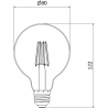 Mexen Vintis LED крушка с нажежаема жичка E27, G80, 4W, Топла - 2700K, 400 lm, кехлибарена