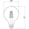Mexen Vintis LED филаментна крушка E27, G80, 4W, Топло - 2700K, 300 lm, опушен - L155-E27-0427-70
