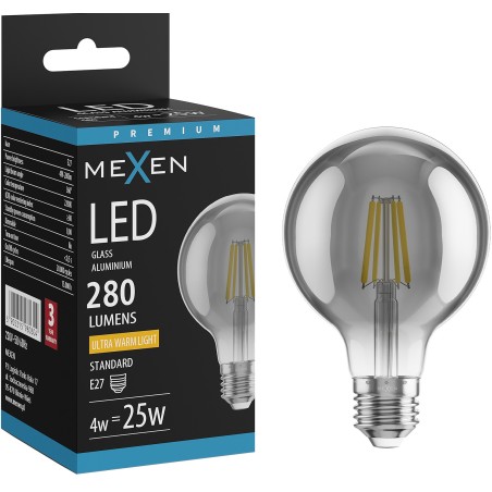 Mexen Vintis LED нажежаема жичка E27, G80, 4W, Топла - 2200K, 280 lm, пушек - L155-E27-0422-70