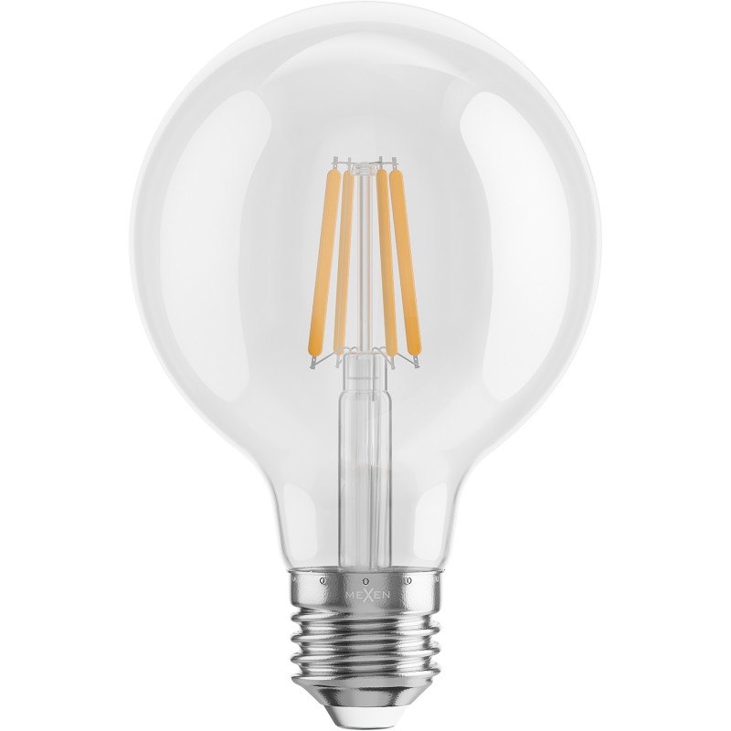 Mexen Vintis LED филментна крушка E27, G80, 6W, Топла - 2700K, 720 lm, прозрачна - L155-E27-0627-00