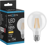 Mexen Vintis LED крушка с нажежаема жичка E27, G80, 8W, Топла - 2700K, 1055 lm, прозрачна