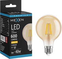 Mexen Vintis LED филамент крушка E27, G80, 8W, Топла - 2700K, 750 lm, кехлибар - L155-E27-0827-50