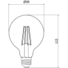Mexen Vintis LED филамент крушка E27, G80, 8W, Топла - 2700K, 750 lm, кехлибар - L155-E27-0827-50