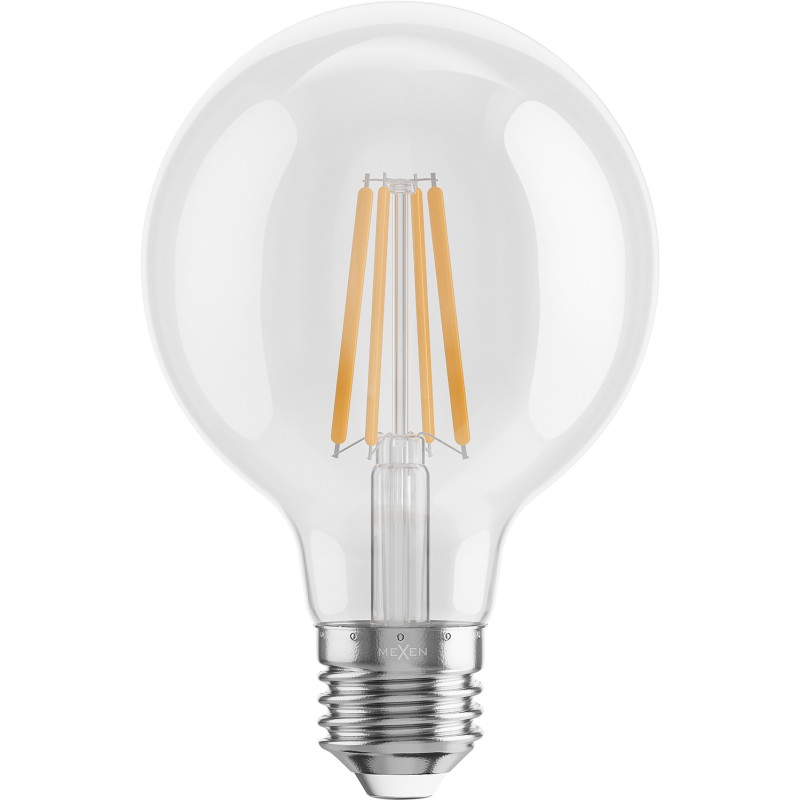Mexen Vintis LED крушка с нажежаема жичка E27, G80, 8W, Топла - 2700K, 1055 lm, прозрачна