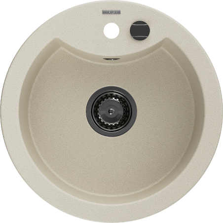 Mexen Diego гранитна мивка 1-корпусна 488 x 480 мм, бежова, черен сифон - 6512481000-69-B