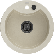 Mexen Diego гранитна мивка 1-корпусна 488 x 480 мм, бежова, черен сифон - 6512481000-69-B
