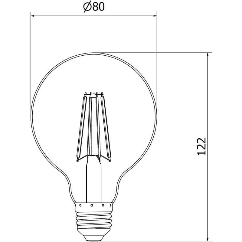 Mexen Vintis LED филамент крушка E27, G80, 8W, Неутрална - 4000K, 1055 lm, прозрачна