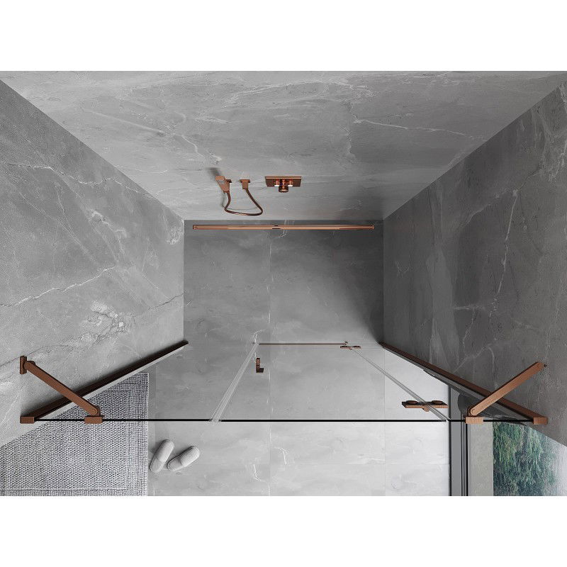 Mexen Mist-H Душ врати с панти десни 135 см, прозрачни, четкана мед - 8A5-135-001-65-00-P