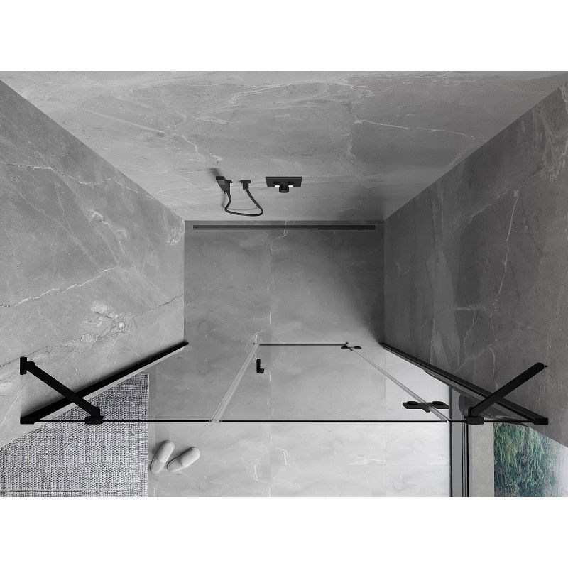 Mexen Mist-H Душ кабина отваряща се врата дясна 160 см, прозрачна, черна - 8A5-160-001-70-00-P