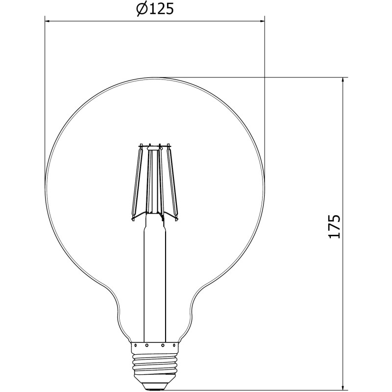 Mexen Vintis LED филаментна крушка E27, G125, 4W, Топла - 2200K, 400 lm, кехлибар