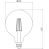 Mexen Vintis LED филамент крушка E27, G125, 8W, Топла - 2200K, 750 lm, кехлибар - L158-E27-0822-50