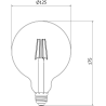 Mexen Vintis LED филамент крушка E27, G125, 6W, Топла - 2700K, 720 lm, прозрачен - L158-E27-0627-00