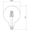 Mexen Vintis LED филамент крушка E27, G125, 6W, Топла - 2700K, 510 lm, димно стъкло
