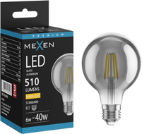 Mexen Vintis LED крушка с нажежаема жичка E27, G80, 6W, Топла - 2700K, 510 lm, димна