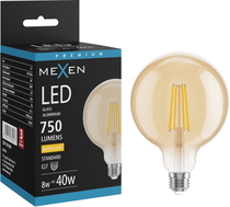 Mexen Vintis LED Крушка с нажежаема жичка E27, G125, 8W, Топла - 2700K, 750 lm, кехлибар