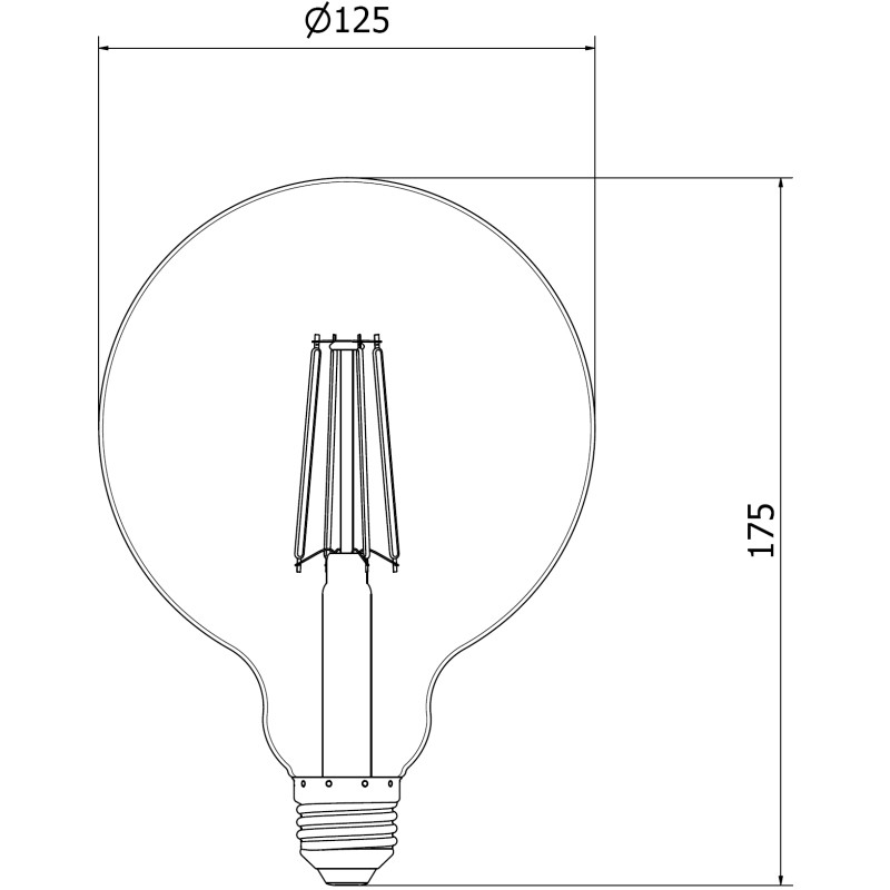 Mexen Vintis LED филаментна крушка E27, G125, 8W, Неутрална - 4000K, 1055 lm, прозрачна