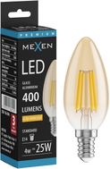 Mexen Vintis LED крушка с нажежаема жичка E14, C35, 4W, Топло - 2200K, 400 lm, кехлибар