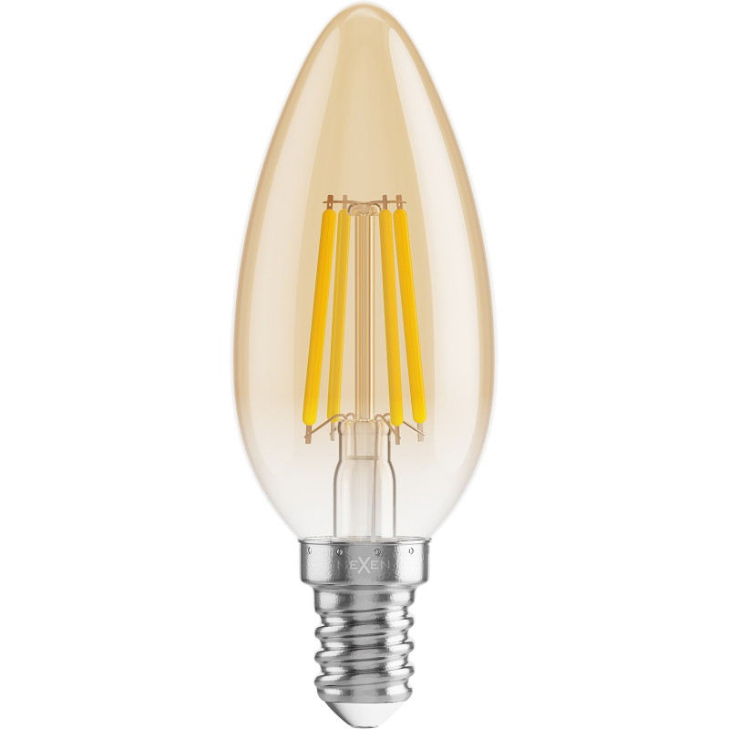Mexen Vintis LED крушка с нажежаема жичка E14, C35, 4W, Топло - 2200K, 400 lm, кехлибар