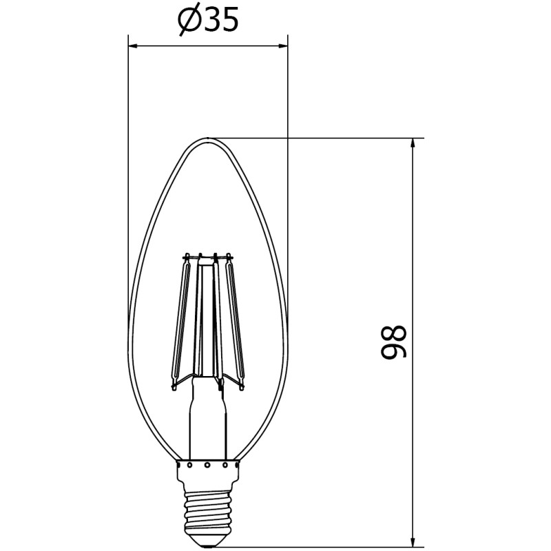 Mexen Vintis Филаментна LED крушка E14, C35, 4W, Топла - 2700K, 470 lm, прозрачна