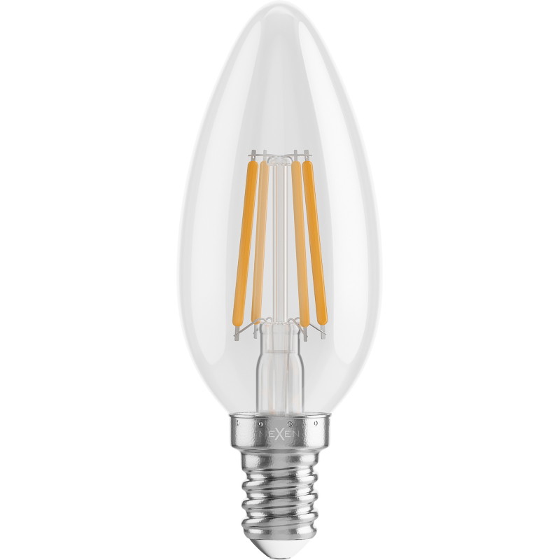 Mexen Vintis Филаментна LED крушка E14, C35, 4W, Топла - 2700K, 470 lm, прозрачна