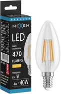 Mexen Vintis Филаментна LED крушка E14, C35, 4W, Топла - 2700K, 470 lm, прозрачна