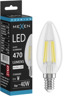 Mexen Vintis LED крушка с нажежаема жичка E14, C35, 4W, неутрална - 4000K, 470 lm,