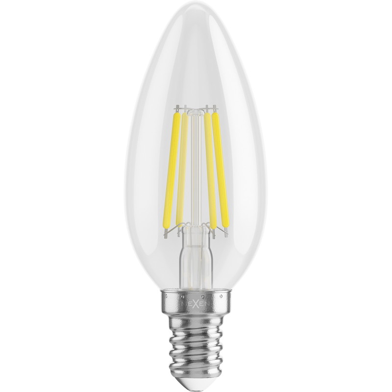 Mexen Vintis LED филаментна крушка E14, C35, 6W, неутрална - 4000K, 720 lm, прозрачна