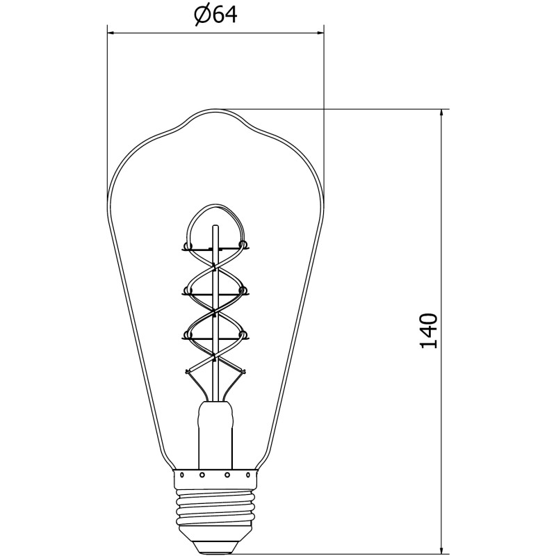Mexen Vintis LED спирална филаментна крушка E27, ST64, 4W, Топла - 2200K, 360 lm, кехлибар