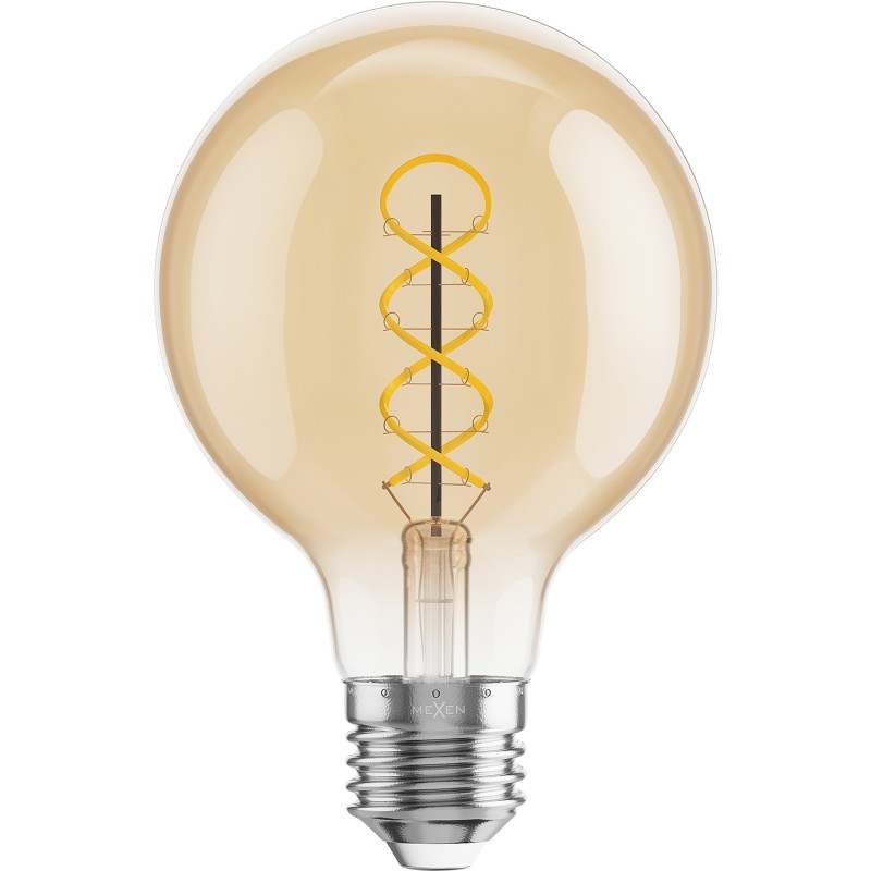 Mexen Vintis LED крушка с нажежаема спирала E27, G80, 4W, Топла - 2200K, 360 lm, кехлибар
