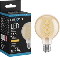 Mexen Vintis LED крушка с нажежаема спирала E27, G80, 4W, Топла - 2200K, 360 lm, кехлибар