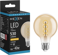 Mexen Vintis LED спиралa крушка с нажежаем конец E27, G80, 6W, Топла - 2200K, 530 lm,