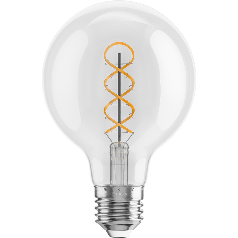 Mexen Vintis LED спирална нишкова крушка E27, G80, 4W, Топла - 2700K, 420 lm, прозрачна