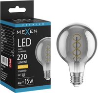Mexen Vintis LED крушка с нажежаема жичка спирала E27, G80, 4W, Топла - 2700K, 220 lm, дим
