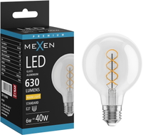 Mexen Vintis Крушка на нажежаема спирала LED E27, G80, 6W, Топла - 2700K, 630 lm,